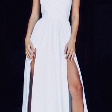 Lovely Prom Gown Sexy White Prom Dresses Long..