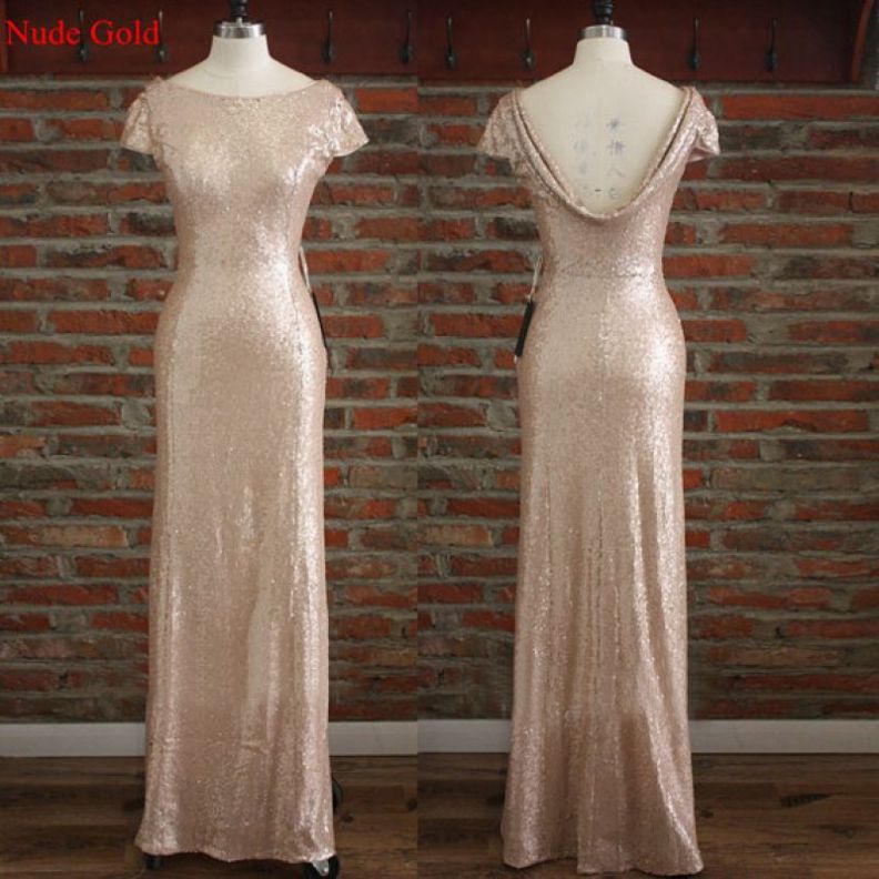 Scoop Sequin Floor Length Mermaid Prom Dress Evening Dress With