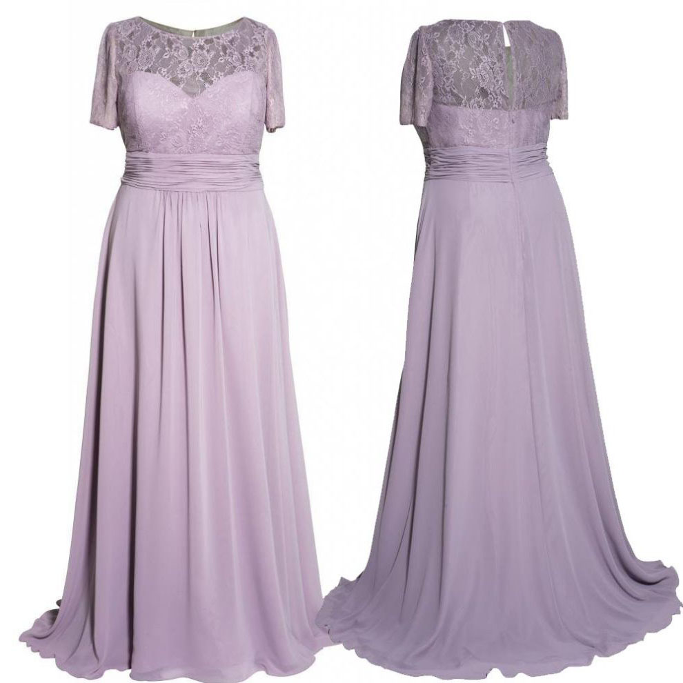 Homecoming Dress Floor-length Lace A-line Short Sleeves Zipper Chiffon Round For Wedding Party Outlet Dresses