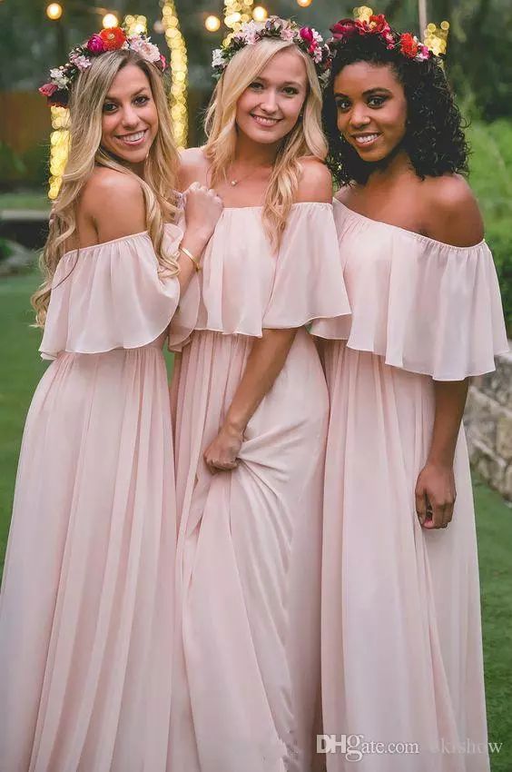 Pink Bridesmaid Dresses Off Shoulder Aline Pink Bridesmaid Dresses Off Shoulder Aline