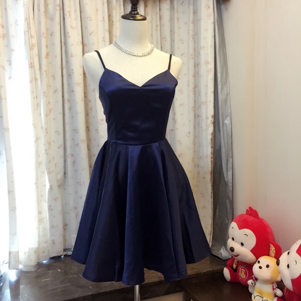 Navy Cocktail Dresses Zippers Homecoming Dresses A-line/column Prom Dresses Sleeveless Homecoming Dresses