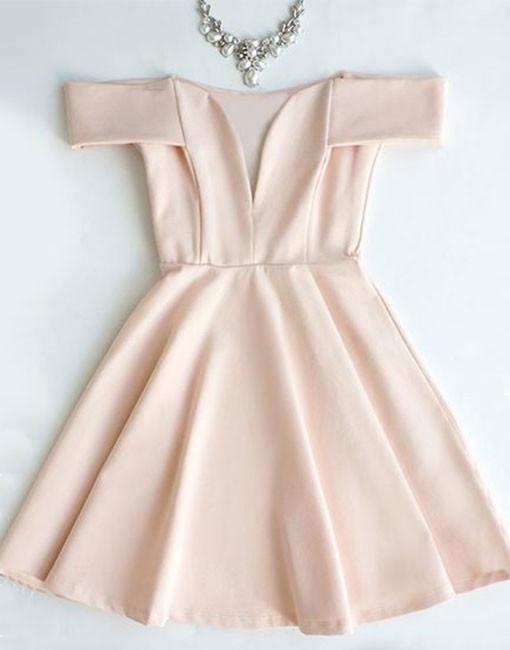 A Line Homecoming Dresses Rose Pink Prom Dresses Goffer Homecoming Dresses