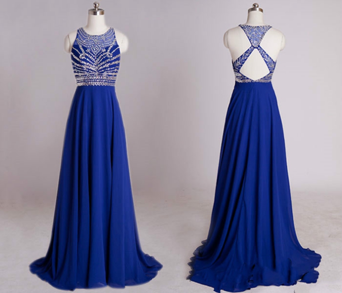 Blue Prom Dresses,custom Prom Dresses,a Line Prom Dresses,round Neck Prom Dresses, Long Evening Dresses, Formal Dresses,15051321
